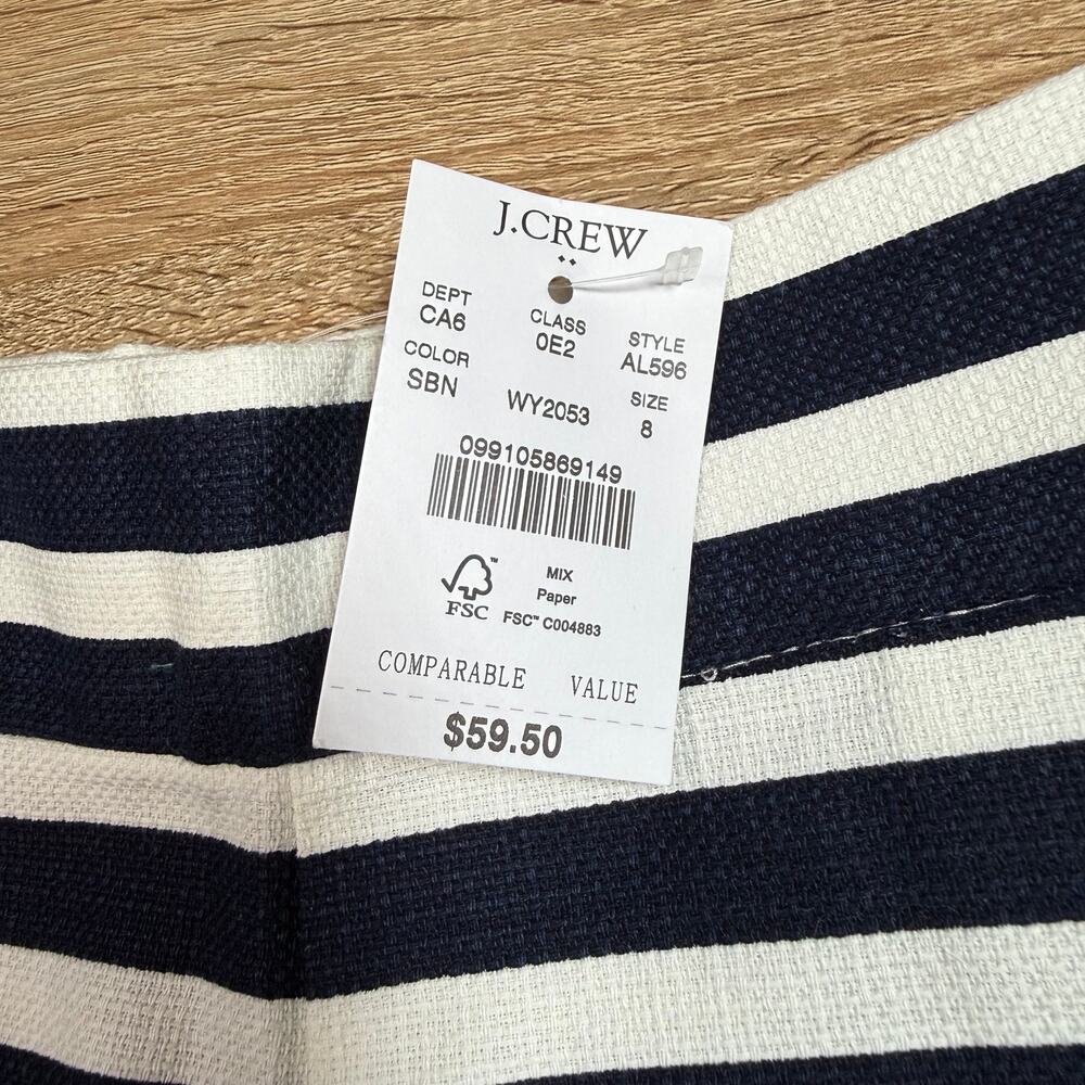 NWT J.Crew womens  Striped Basketweave Shorts navy and white size 8 - Picture 3 of 7